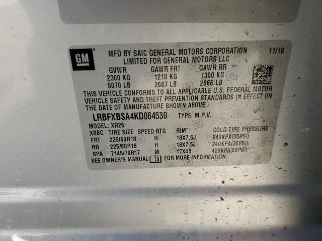 LRBFXBSA4KD064530 - 2019 BUICK ENVISION PREFERRED Gümüş foto 12