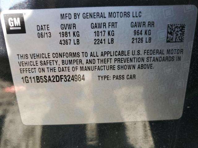 1G11B5SA2DF324984 - 2013 CHEVROLET MALIBU LS BLACK photo 12