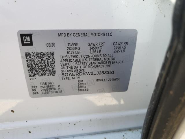 5GAERDKW2LJ288351 - 2020 BUICK ENCLAVE AVENIR WHITE photo 14