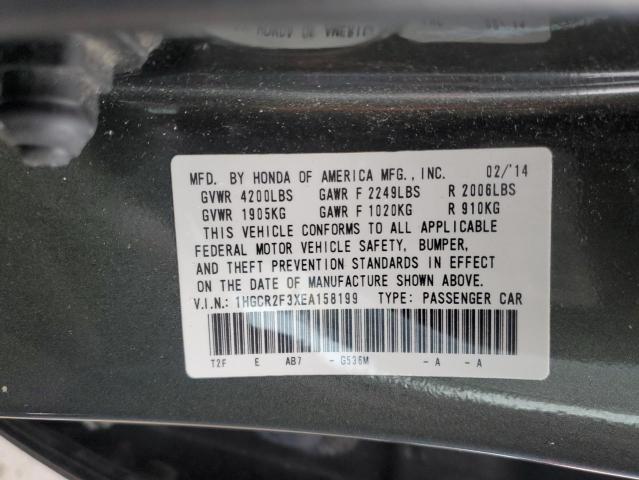 1HGCR2F3XEA158199 - 2014 HONDA ACCORD LX GRAY photo 12