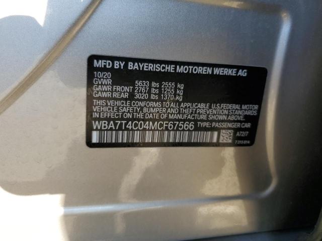 WBA7T4C04MCF67566 - 2021 BMW 740 XI GRAY photo 12