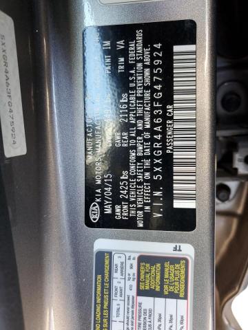 5XXGR4A63FG475924 - 2015 KIA OPTIMA SX GRAY photo 12