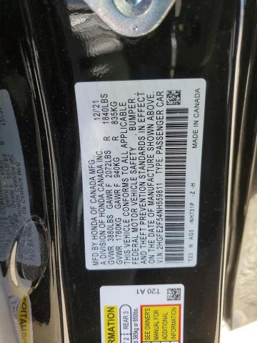 2HGFE2F54NH559811 - 2022 HONDA CIVIC SPORT BLACK photo 12