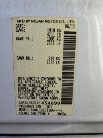 1N4AL3AP2FC454899 - 2015 NISSAN ALTIMA 2.5 WHITE photo 12