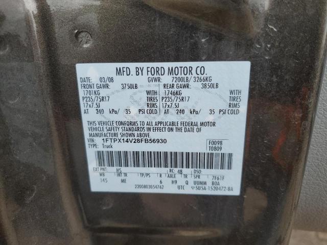 1FTPX14V28FB56930 - 2008 FORD F150 BROWN photo 12