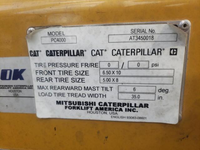 AT3450018 - 2004 CATERPILLAR FORKLIFT YELLOW photo 10