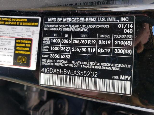 4JGDA5HB9EA355232 - 2014 MERCEDES-BENZ ML 350 4MATIC BLACK photo 13