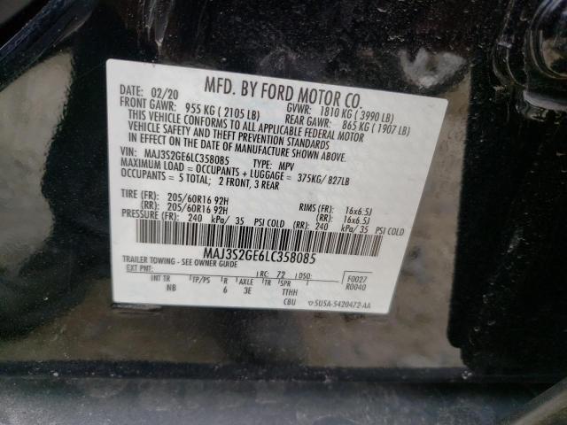 MAJ3S2GE6LC358085 - 2020 FORD ECOSPORT SE BLACK photo 13
