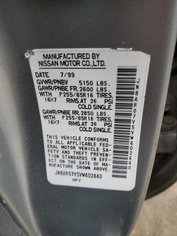 JN8AR07Y5YW402440 - 2000 NISSAN PATHFINDER LE 银色 照片 13