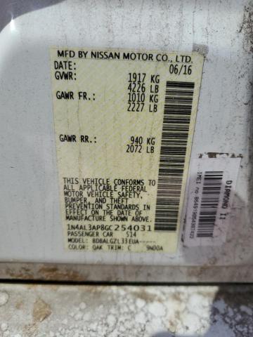 1N4AL3AP8GC254031 - 2016 NISSAN ALTIMA 2.5 WHITE photo 12