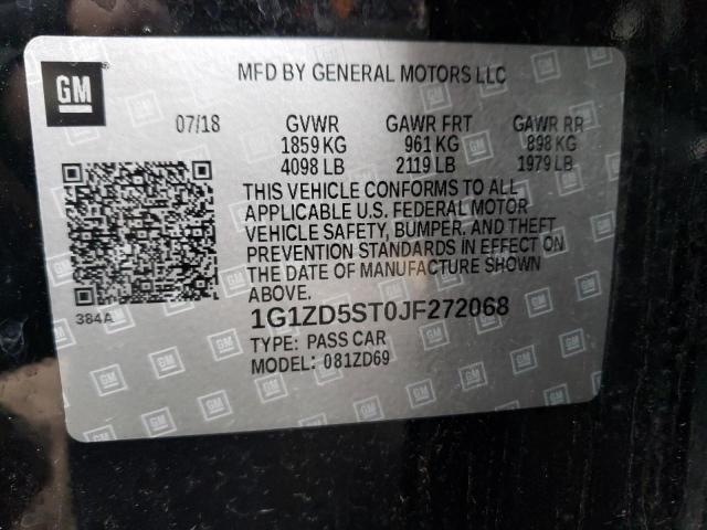 1G1ZD5ST0JF272068 - 2018 CHEVROLET MALIBU LT 黑色 照片 12