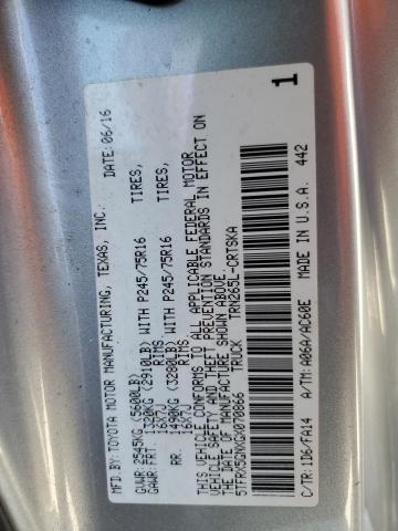 5TFRX5GNXGX070866 - 2016 TOYOTA TACOMA ACCESS CAB Күміс фото 12