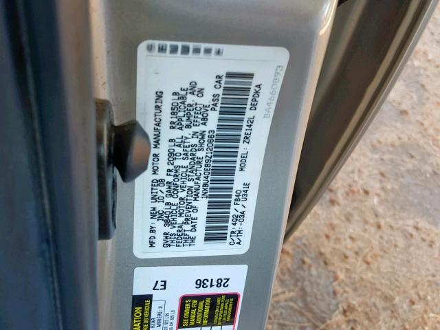 1NXBU40E89Z120663 - 2009 TOYOTA COROLLA BASE  照片 10