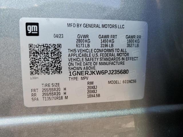 1GNERJKW6PJ235680 - 2023 CHEVROLET TRAVERSE RS GRAY photo 12