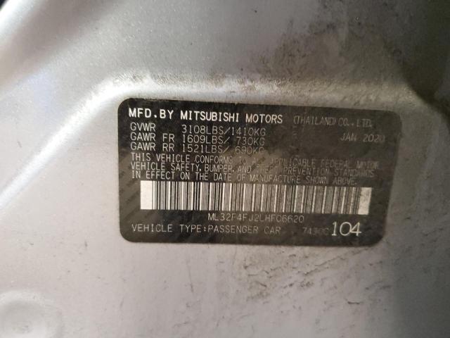 ML32F4FJ2LHF06620 - 2020 MITSUBISHI MIRAGE G4 SE SILVER photo 13