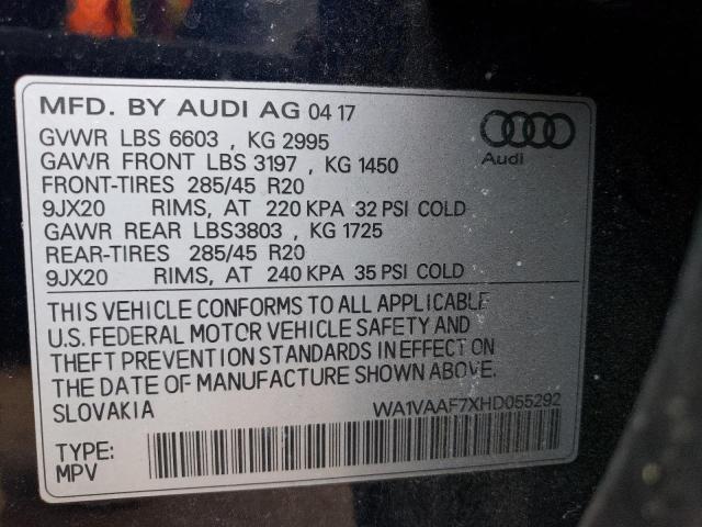 WA1VAAF7XHD055292 - 2017 AUDI Q7 PRESTIGE BLUE photo 12