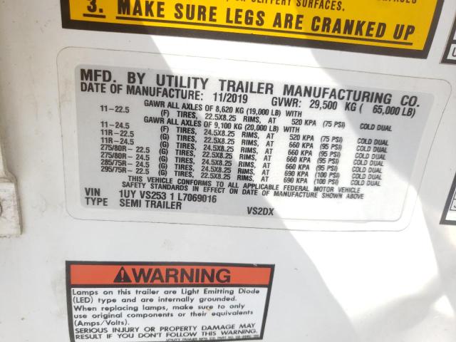 1UYVS2531L7069016 - 2020 UTILITY TRAILER Ağ foto 10