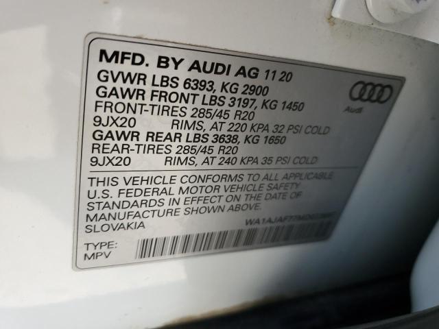 WA1AJAF77MD023697 - 2021 AUDI Q7 PREMIUM WHITE photo 12