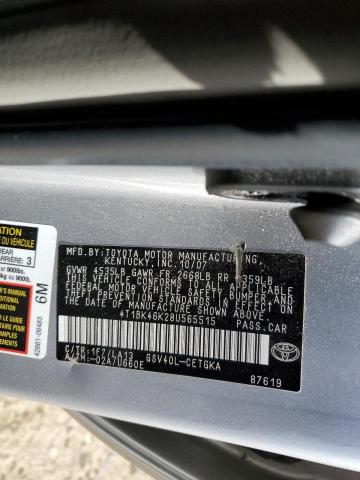 4T1BK46K28U565515 - 2008 TOYOTA CAMRY LE SILVER photo 12