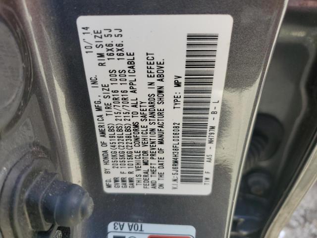 5J6RM4H38FL006082 - 2015 HONDA CR-V LX GRAY photo 13