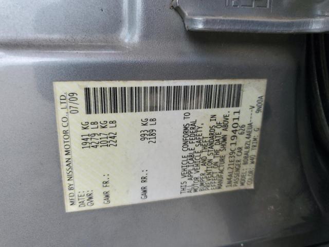 1N4AL21E39C194011 - 2009 NISSAN ALTIMA 2.5 GRAY photo 12