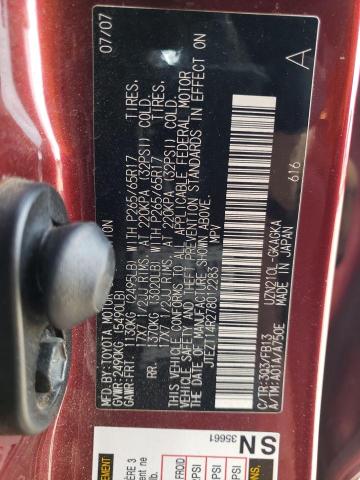 JTEZT14R278012283 - 2007 TOYOTA 4RUNNER SR5 RED photo 14