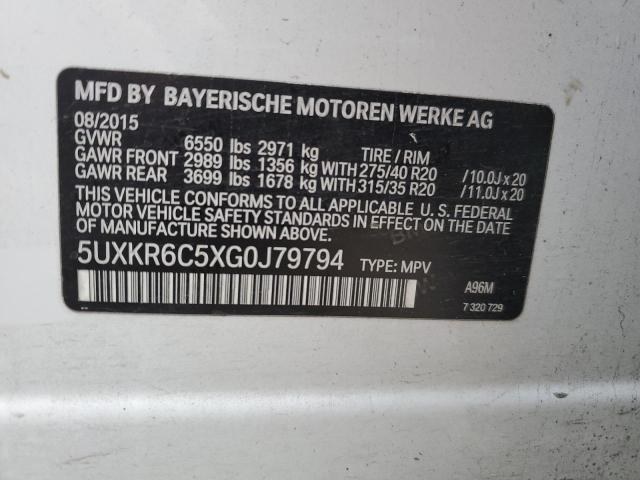 5UXKR6C5XG0J79794 - 2016 BMW X5 XDRIVE50I WHITE photo 13