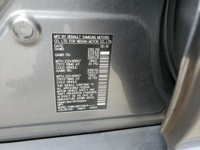 KNMAT2MV7KP556264 - 2019 NISSAN ROGUE S GRAY photo 12