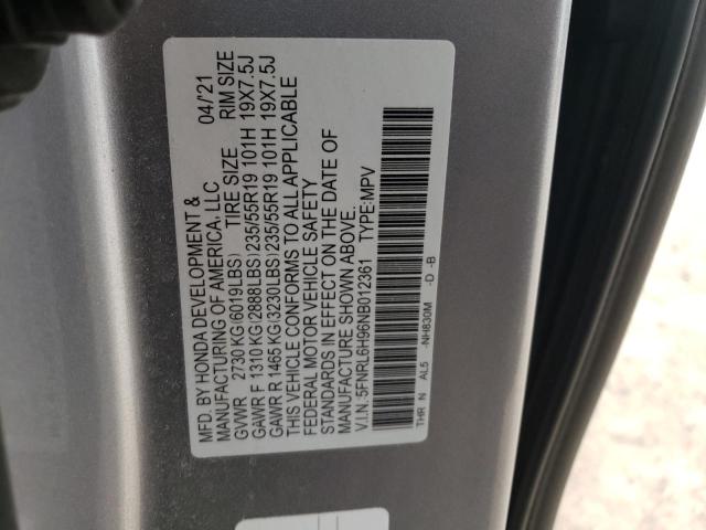 5FNRL6H96NB012361 - 2022 HONDA ODYSSEY ELITE SILVER photo 14