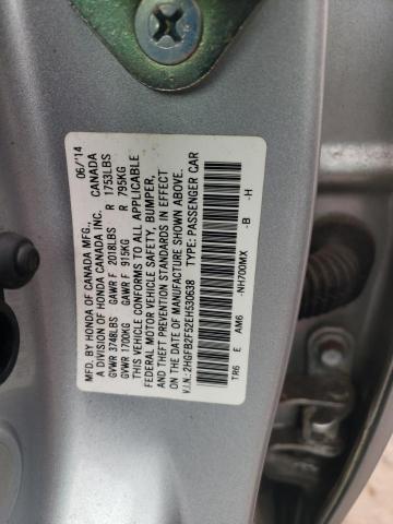 2HGFB2F52EH530638 - 2014 HONDA CIVIC LX SILVER photo 12