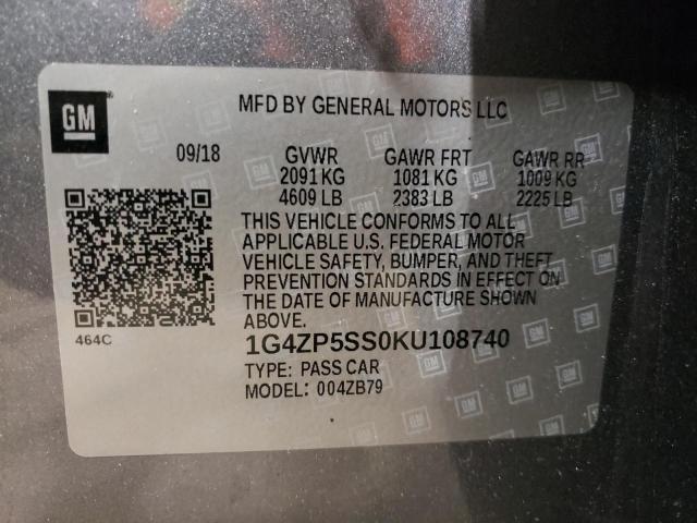 1G4ZP5SS0KU108740 - 2019 BUICK LACROSSE ESSENCE GRAY photo 13