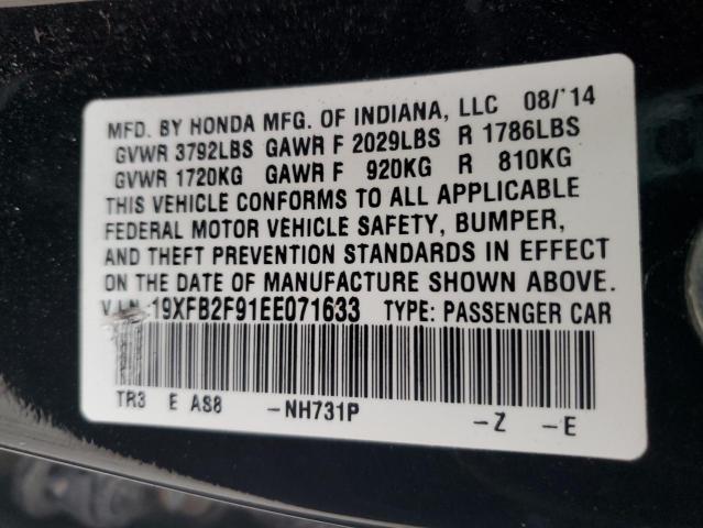 19XFB2F91EE071633 - 2014 HONDA CIVIC EXL BLACK photo 12