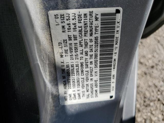 SHSRD78815U323585 - 2005 HONDA CR-V EX SILVER photo 13