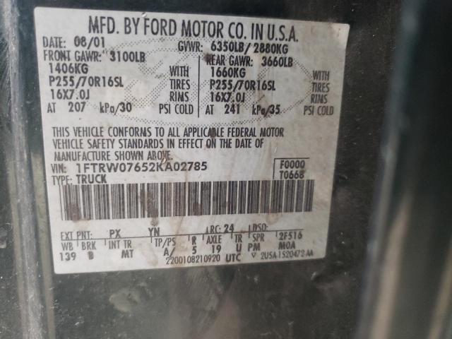 1FTRW07652KA02785 - 2002 FORD F150 SUPER GREEN photo 12