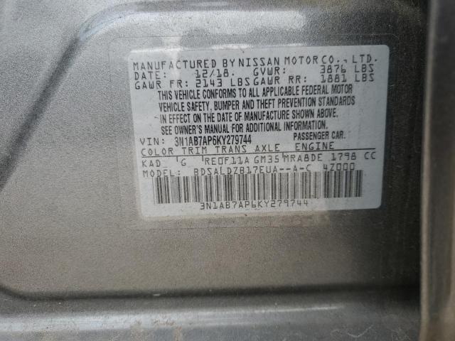 3N1AB7AP6KY279744 - 2019 NISSAN SENTRA S GRAY photo 12