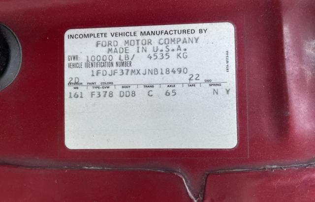 1FDJF37MXJNB18490 - 1988 FORD F350 BURGUNDY photo 10