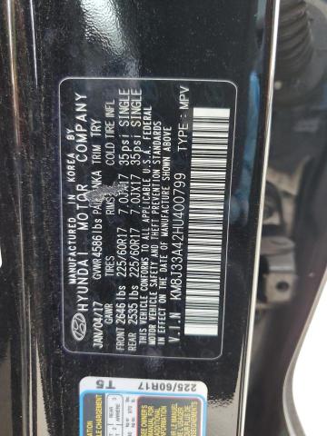 KM8J33A42HU400799 - 2017 HYUNDAI TUCSON LIMITED BLACK photo 13