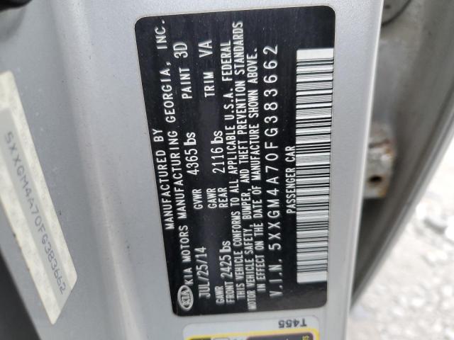 5XXGM4A70FG383662 - 2015 KIA OPTIMA LX SILVER photo 12