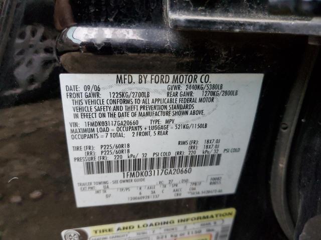 1FMDK03117GA20660 - 2007 FORD FREESTYLE LIMITED BLACK photo 14