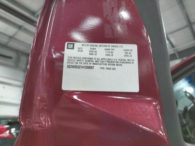 2G2WS522141358867 - 2004 PONTIAC GRAND PRIX GT2 წითელი ფოტო 12