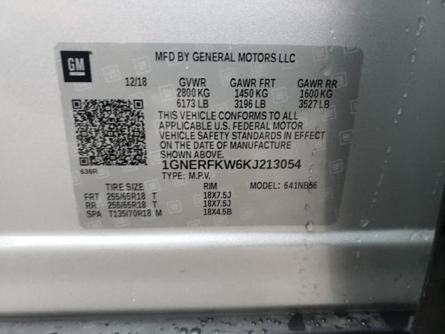 1GNERFKW6KJ213054 - 2019 CHEVROLET TRAVERSE LS SILVER photo 13