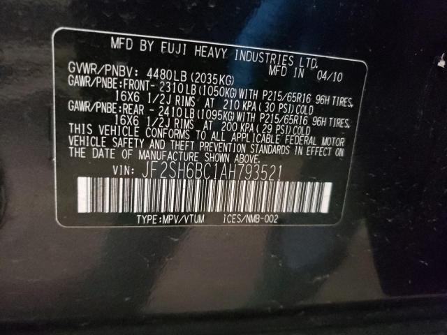 JF2SH6BC1AH793521 - 2010 SUBARU FORESTER XS Blau Foto 12