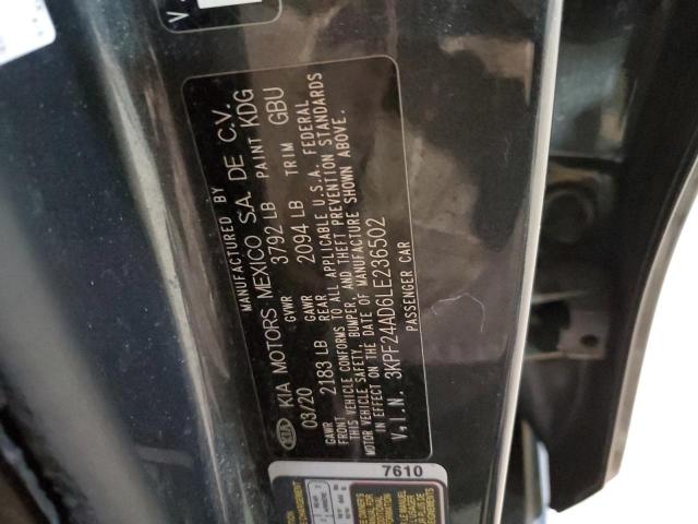 3KPF24AD6LE236502 - 2020 KIA FORTE FE GRAY photo 12