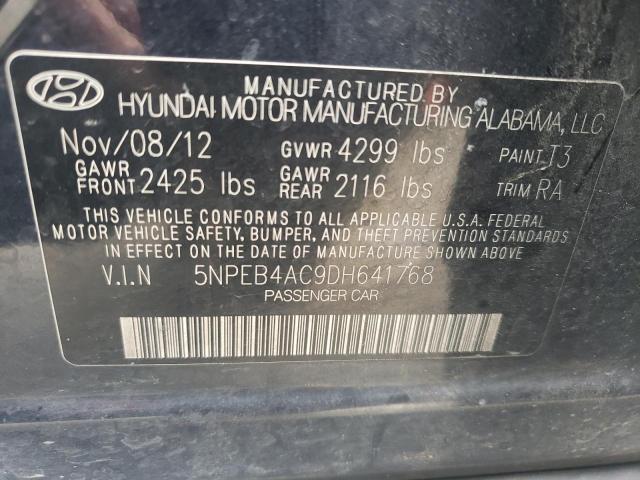 5NPEB4AC9DH641768 - 2013 HYUNDAI SONATA GLS BLUE photo 13