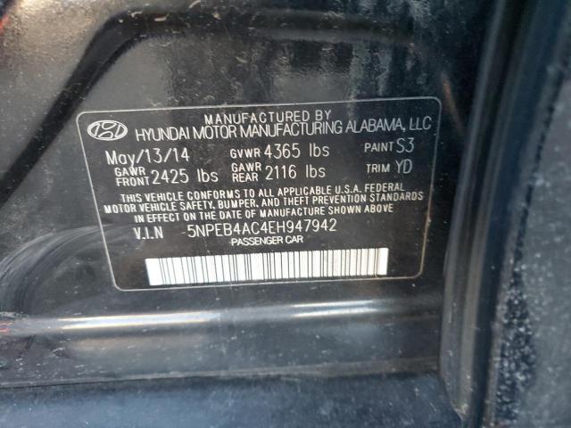 5NPEB4AC4EH947942 - 2014 HYUNDAI SONATA GLS BLACK photo 12