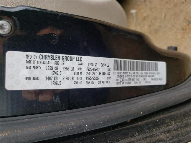 2C4RC1CG3DR510867 - 2013 CHRYSLER TOWN & COU TOURING L BLACK photo 10