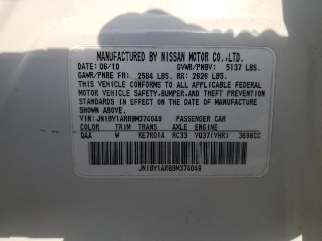 JN1BY1AR8BM374049 - 2011 INFINITI M37 X WHITE photo 13