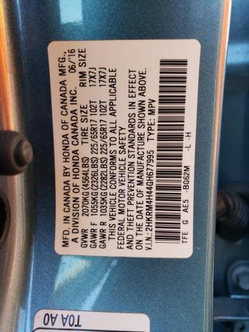 2HKRM4H44GH677995 - 2016 HONDA CR-V SE TEAL photo 13