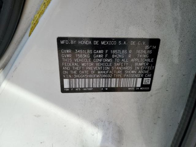 3HGGK5H80FM708692 - 2015 HONDA FIT EX WHITE photo 12