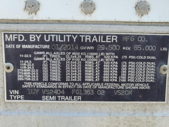 1UYVS2404FG136302 - 2014 UTILIMASTER TRAILER 白色 照片 10